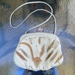 Vintage genuine snakeskin leather cowhide shoulder purse